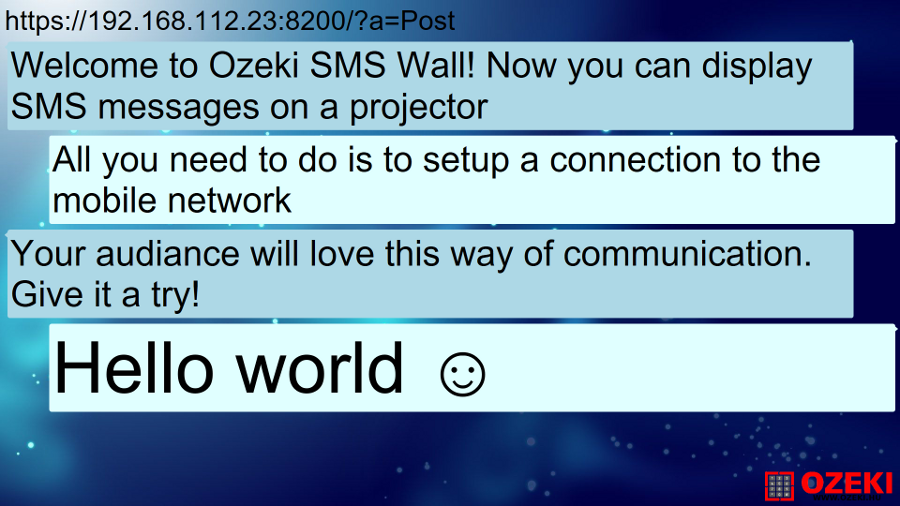 ozeki sms wall in fullscreen mode