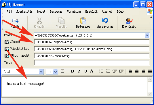 sending sms with ms outlook