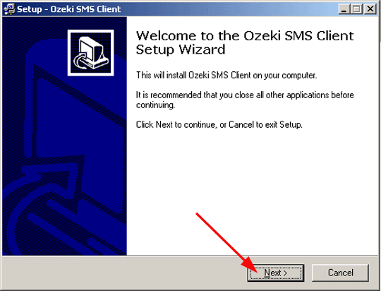 ozeki sms client starting installation