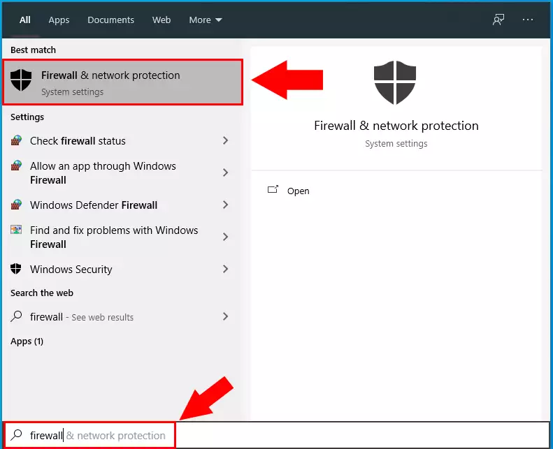 Open firewall settings