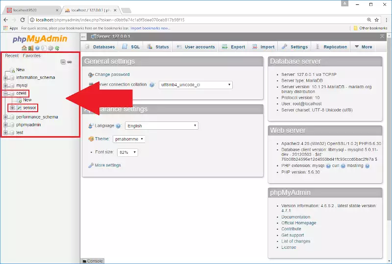 click on database table