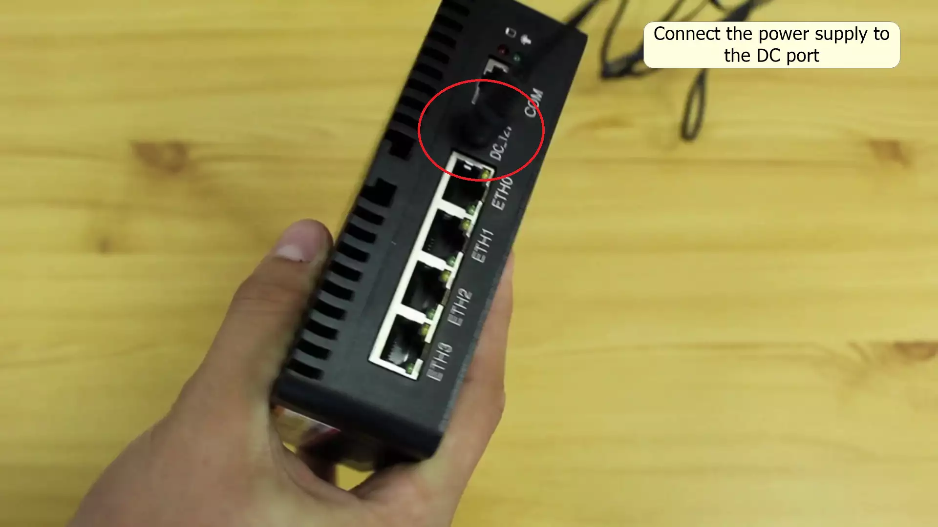 connect the power supply to the computer via the dc port