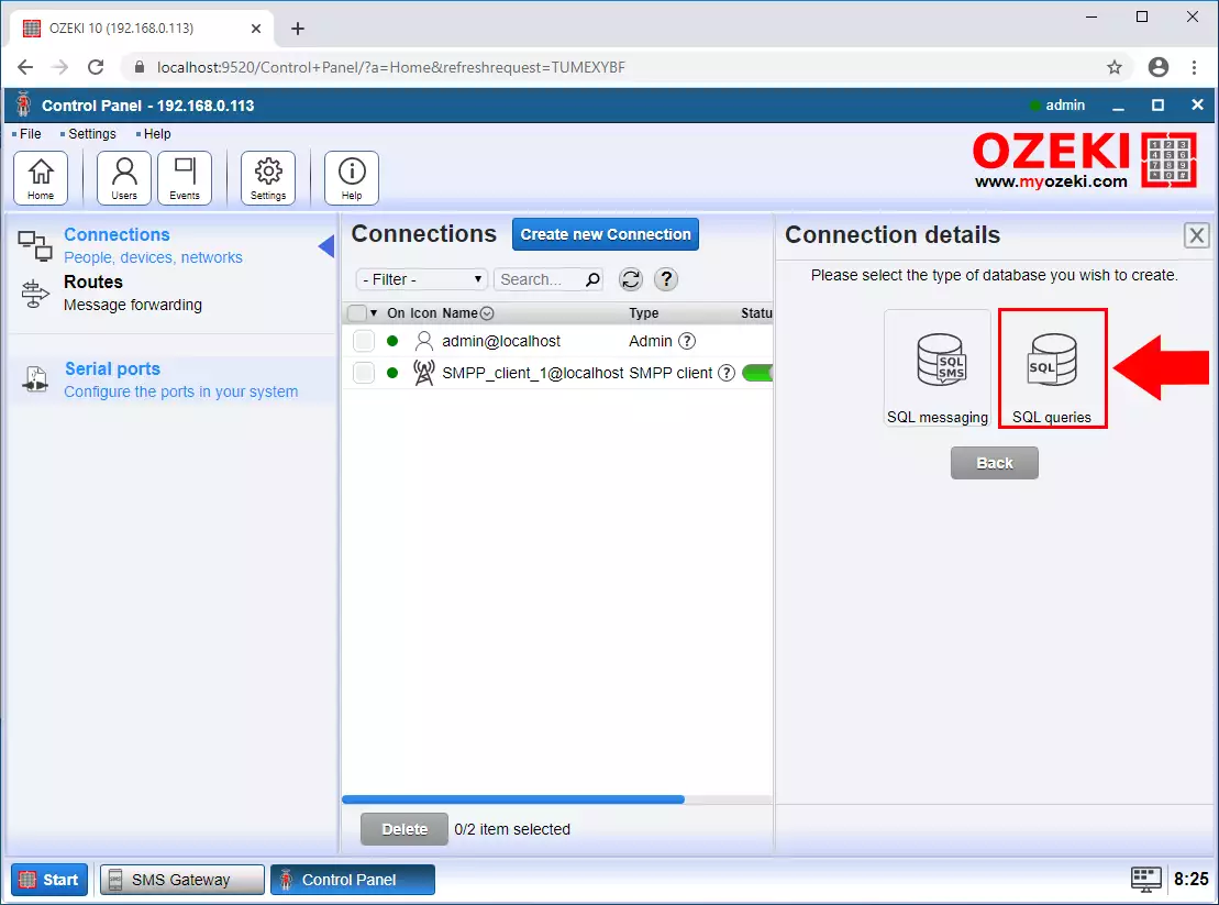 sql queries type connection