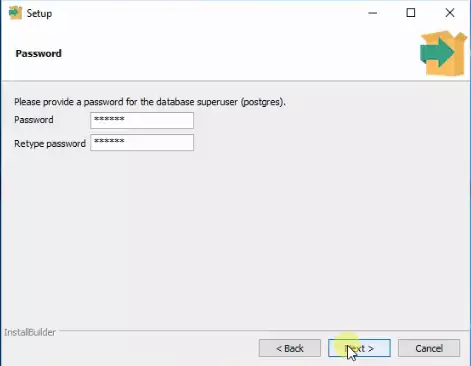 specify password for postgresql superuser