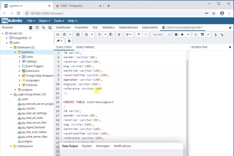 paste create table statements and run them on postgresql