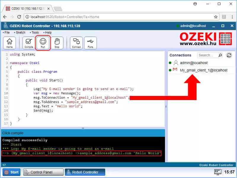 run code on robot controller