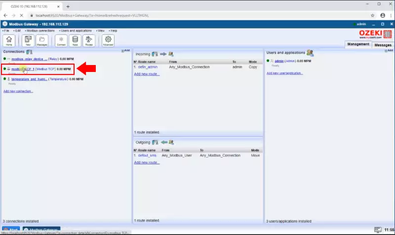 open modbus tcp connection