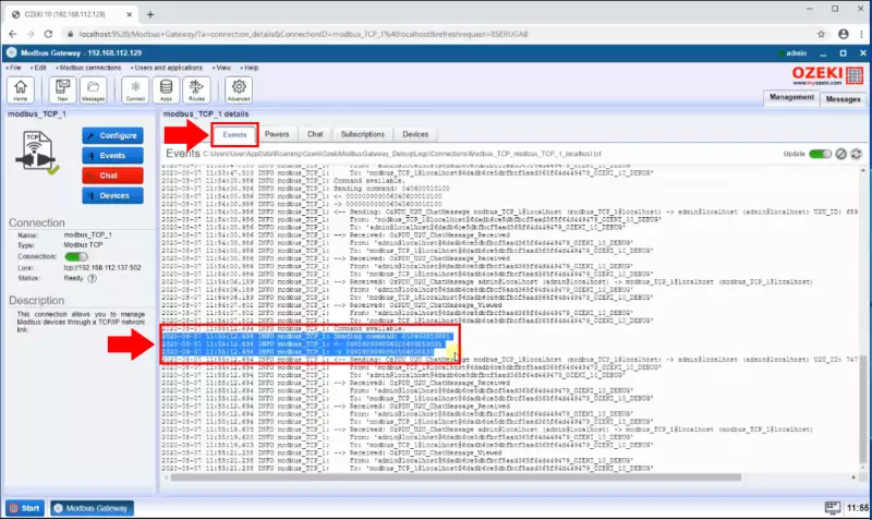 temperature device communication log