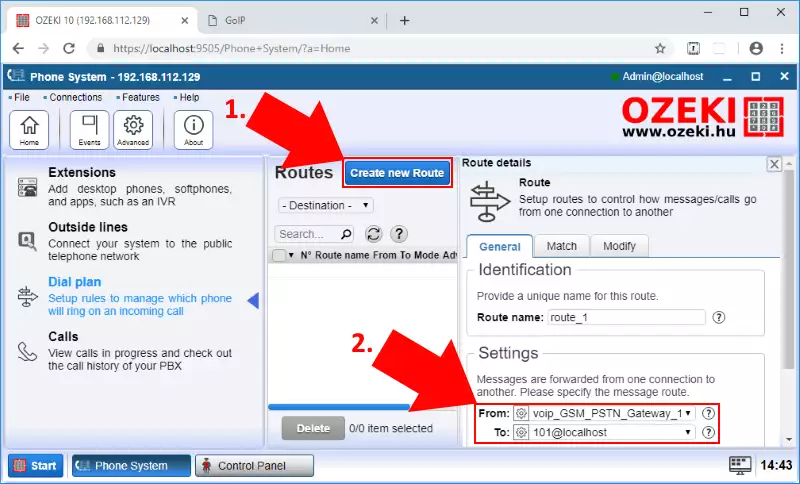 create again new route for incoming calls