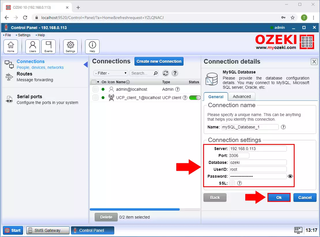 provide database connection details