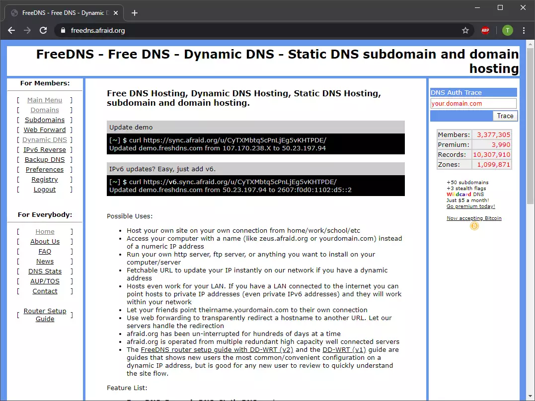 afraid free dns