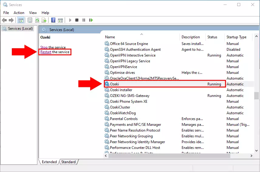 restart ozeki services