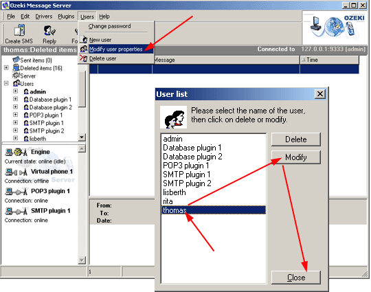 Modifying the user properties